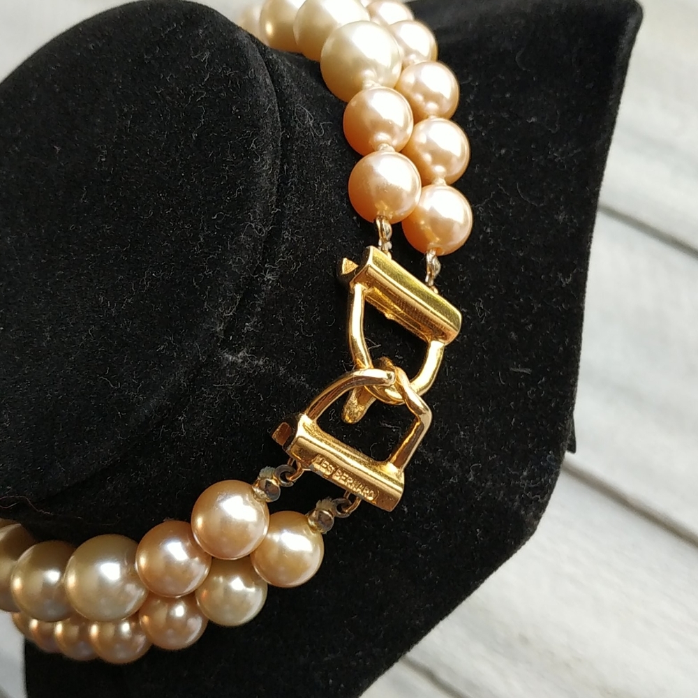 Vintage Les Bernard Designer Pearl Choker Necklace - Picture 5 of 5